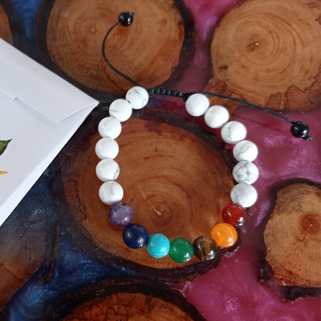 Pulsera 7 Chakras con Blanco